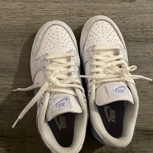 White and purple Nike dunks
